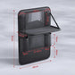Black rear seat storage bag with fold-out tray table and side cup holders