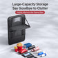 Black large-capacity rear seat organizer bag with foldable tray top