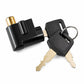 Gold-plated bolt on black lock with key ring and two keys