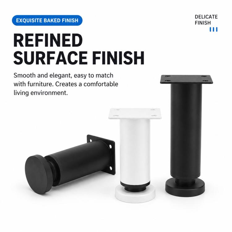 Height-Adjustable Furniture Support Legs with Round Base for Sofas and Coffee Tables, 8CM, 12CM, 18CM, 25CM