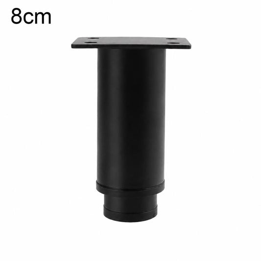 Black height-adjustable furniture support leg with square top plate, 8 cm height