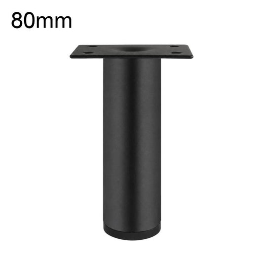 Black furniture support leg, 80mm height, square mounting plate