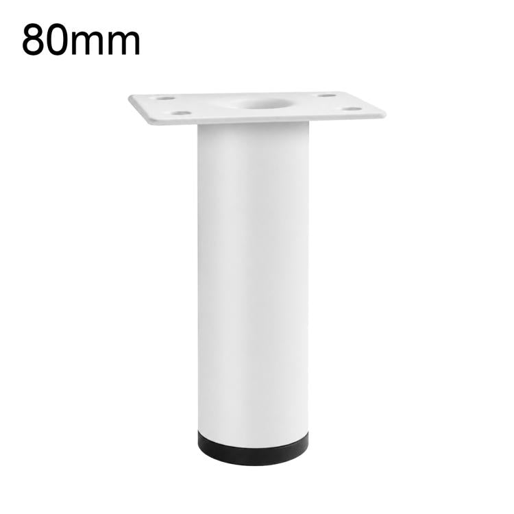 White furniture support leg, 80mm height, square mounting plate