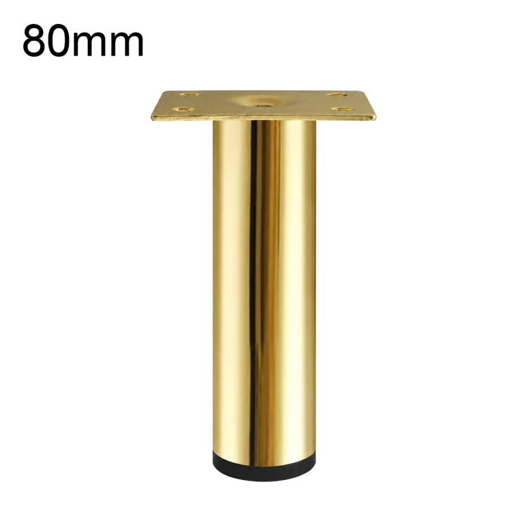 Gold furniture support leg, 80mm height, square mounting plate