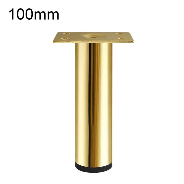 Gold furniture support leg, 100mm height, square mounting plate