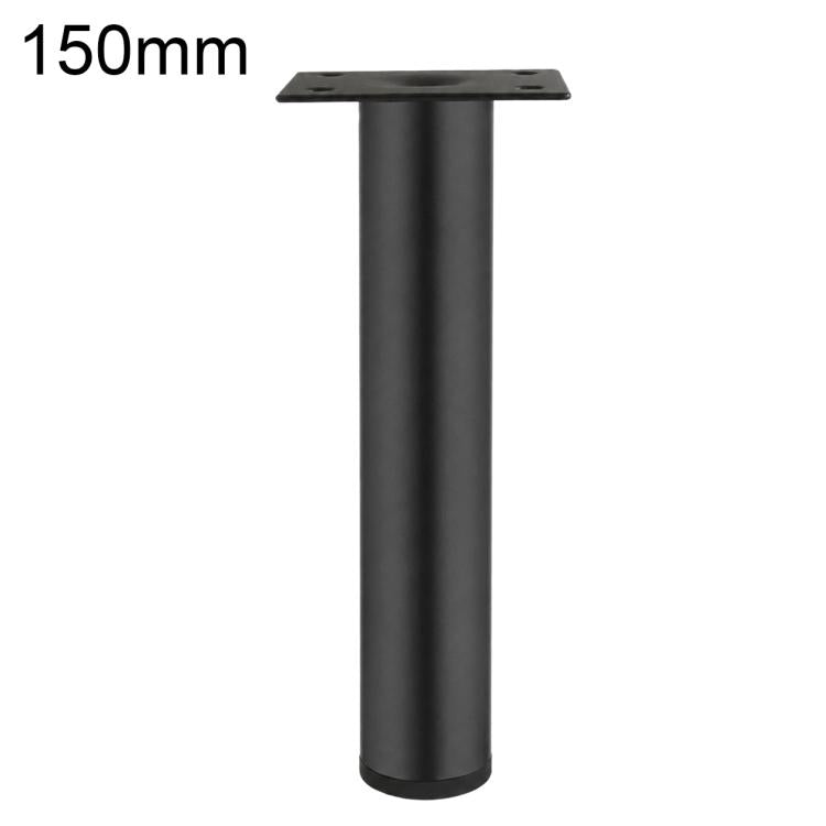 Black furniture support leg, 150mm height, square mounting plate