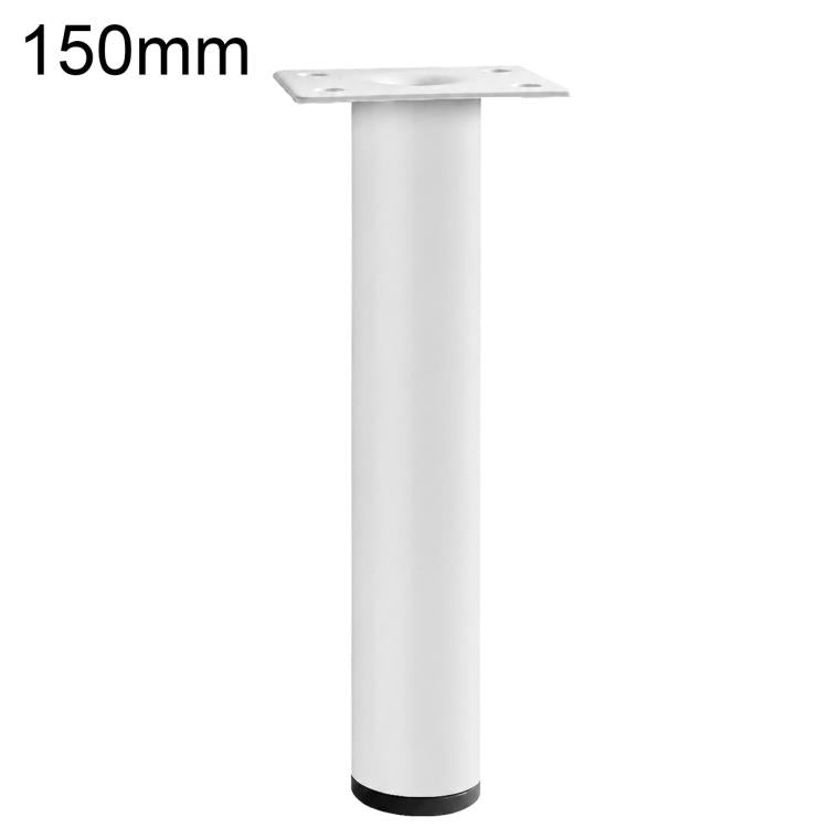 White furniture support leg, 150mm height, with round base and mounting plate