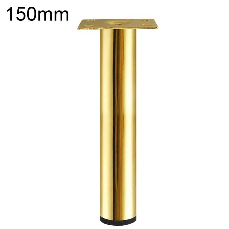 Gold furniture support leg, 150mm height, with round base and mounting plate