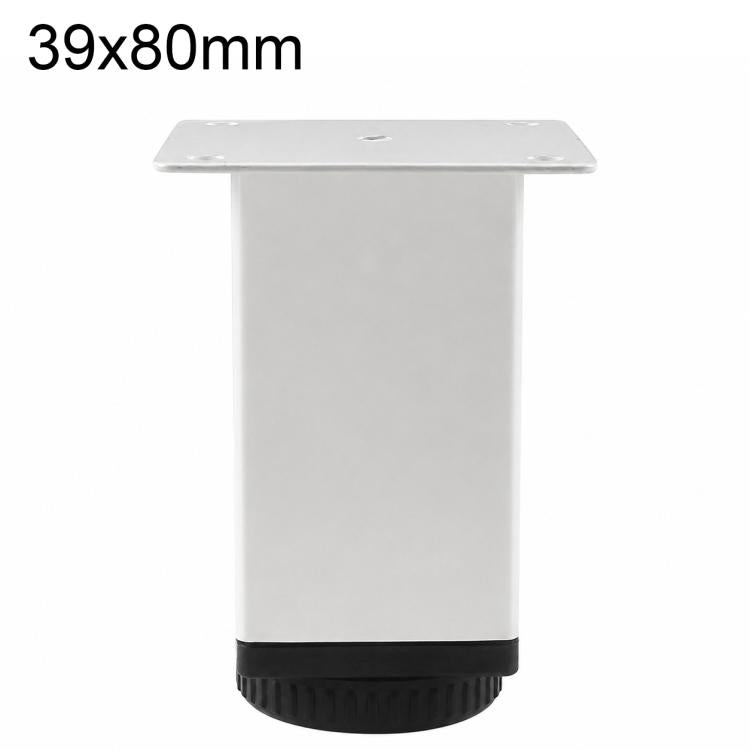 White square height-adjustable furniture support leg, 39x80mm