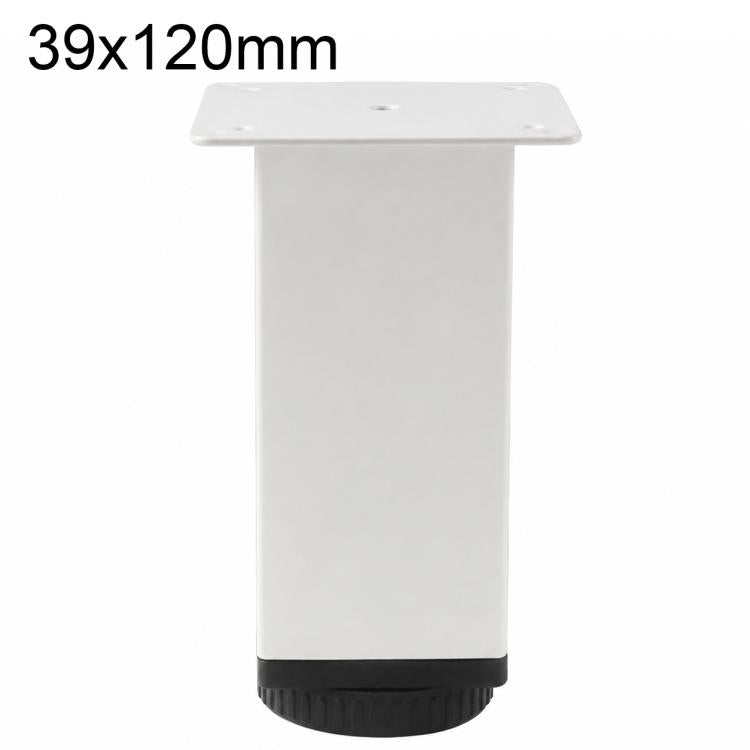 White square height-adjustable furniture support leg, 39x120mm