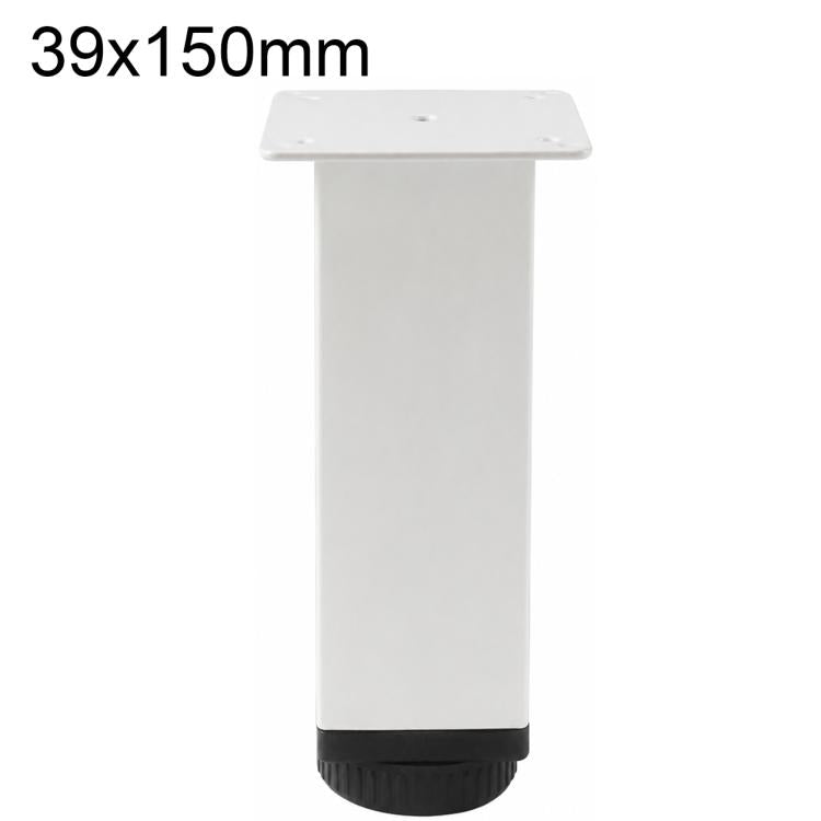 White square height-adjustable furniture support leg, 39x150mm