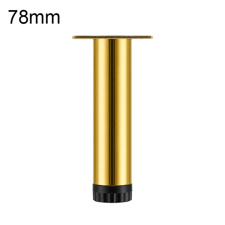 Adjustable furniture support leg 78mm gold metal with top mounting plate