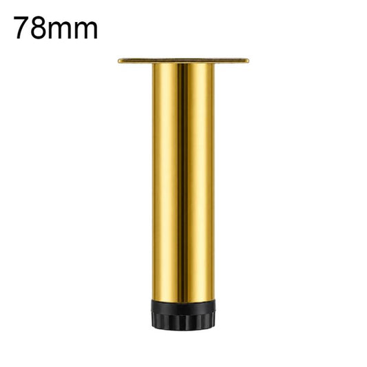 Adjustable furniture support leg 78mm gold metal with top mounting plate