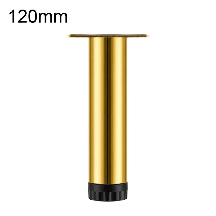 Adjustable furniture support leg 120mm gold metal with top mounting plate
