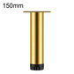 Gold height-adjustable furniture support leg, 150mm, with mounting plate and black foot