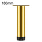 Gold height-adjustable furniture support leg, 180mm, with mounting plate and ridged base