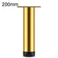 Gold height-adjustable furniture support leg, 200mm, with mounting plate and ridged foot
