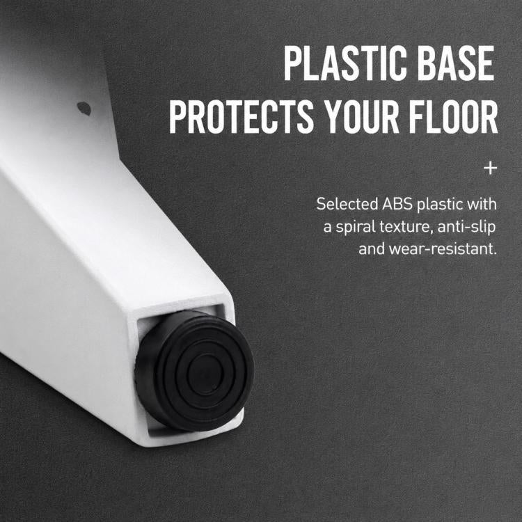 White angled support leg with black protective base and anti-slip pad