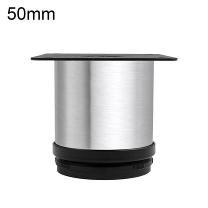 Brushed stainless steel furniture support leg, 50mm height, black rubber base