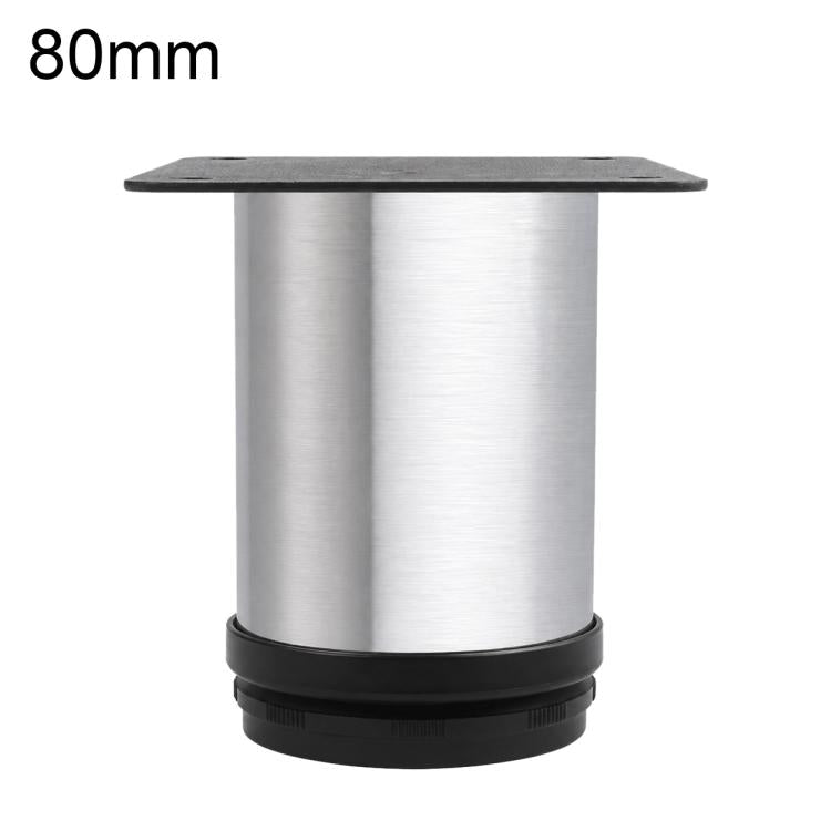 Brushed stainless steel furniture support leg, 80mm height, black rubber base