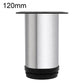 Brushed stainless steel furniture support leg, 120mm height, black rubber base
