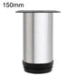 Brushed stainless steel furniture support leg, 150mm height, black rubber base