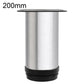 Brushed stainless steel furniture support leg, 200mm height, black rubber base
