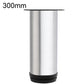 Brushed stainless steel furniture support leg, 300mm height, black rubber base