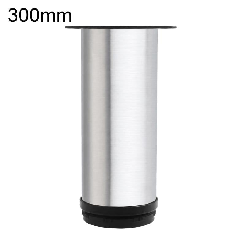 Brushed stainless steel furniture support leg, 300mm height, black rubber base