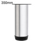 Brushed stainless steel furniture support leg, 350mm height, black rubber base