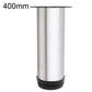 Brushed stainless steel furniture support leg, 400mm tall with black base ring