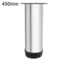 Brushed stainless steel furniture support leg, 450mm tall with black base ring