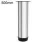 Brushed stainless steel furniture support leg, 500mm tall with black base ring