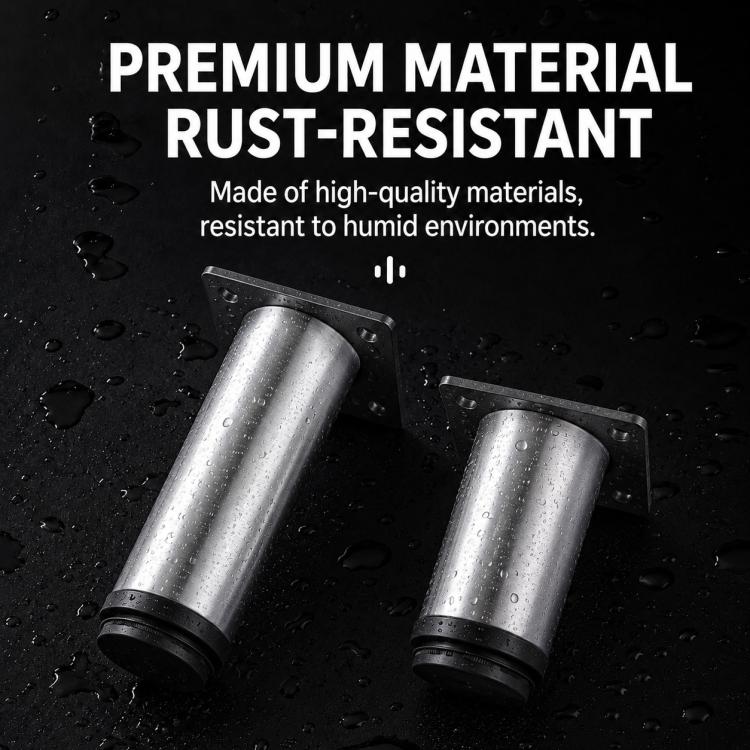 Rust-resistant stainless steel furniture legs with black base rings