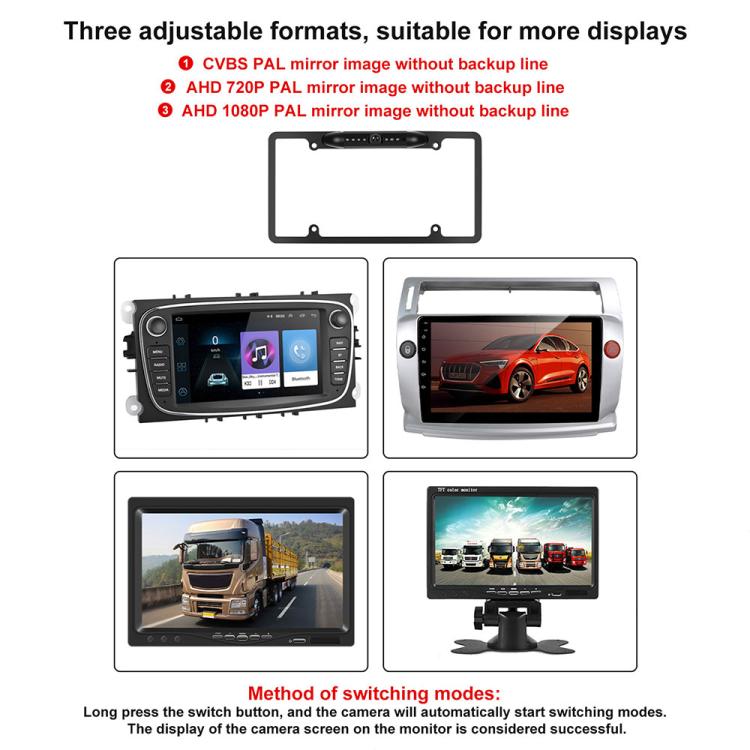 Car Waterproof HD Infrared Night Vision Backup Camera US Standard License Plate Frame