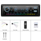 Universal single-DIN Bluetooth MP3 player bundle with remote, cables, and manual