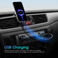 Single-DIN car head unit installed in dashboard with two USB charging ports