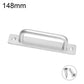 Silver cabinet pull handle, 148mm, with mounting screws and base plate