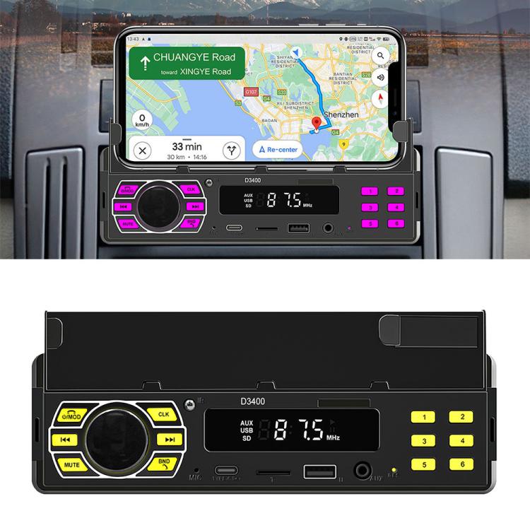 Universal Single-DIN Car Bluetooth MP3 Player FM Radio with Phone Holder