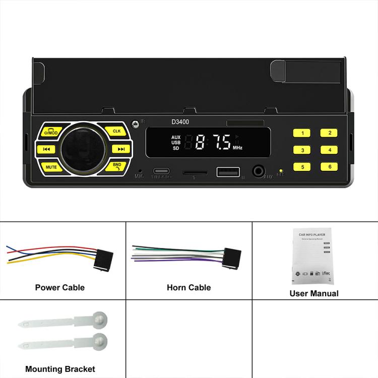 Universal Single-DIN Car Bluetooth MP3 Player FM Radio with Phone Holder