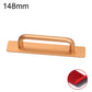Gold aluminum furniture pull handle, 148mm, U-bar grip on rectangular base plate
