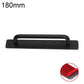 Black aluminum furniture pull handle, 180mm, U-bar grip on rectangular base plate