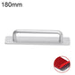 Silver aluminum furniture pull handle, 180mm, U-bar grip on rectangular base plate