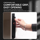 Black 200mm surface-mount pull handle with comfortable grip, being pulled by hand
