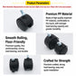 Set of black swivel plate casters with mounting screws and metal base plates
