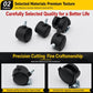 Set of black swivel casters with metal mounting plates and silver bolts