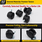 Assorted black swivel casters with metal mounting plates and threaded stems