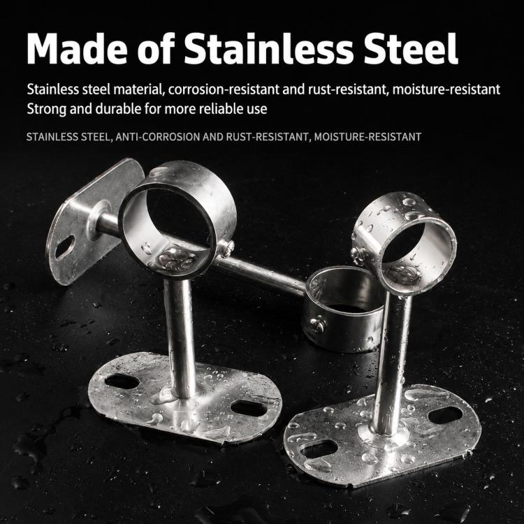 Stainless steel flange-mount bracket with two round tube holders, for drying rod