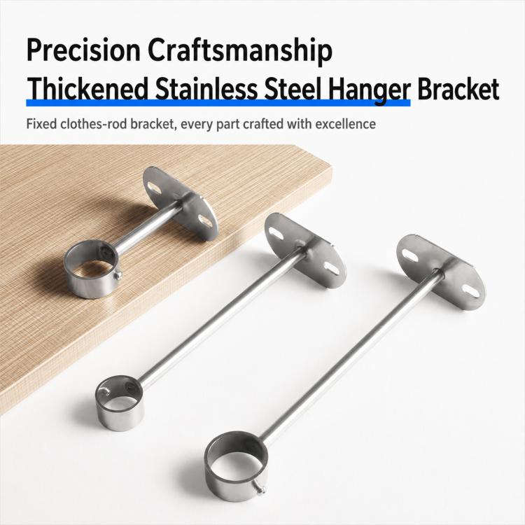 Stainless steel clothes drying rod flange bracket, fixed wall-mount hangers set