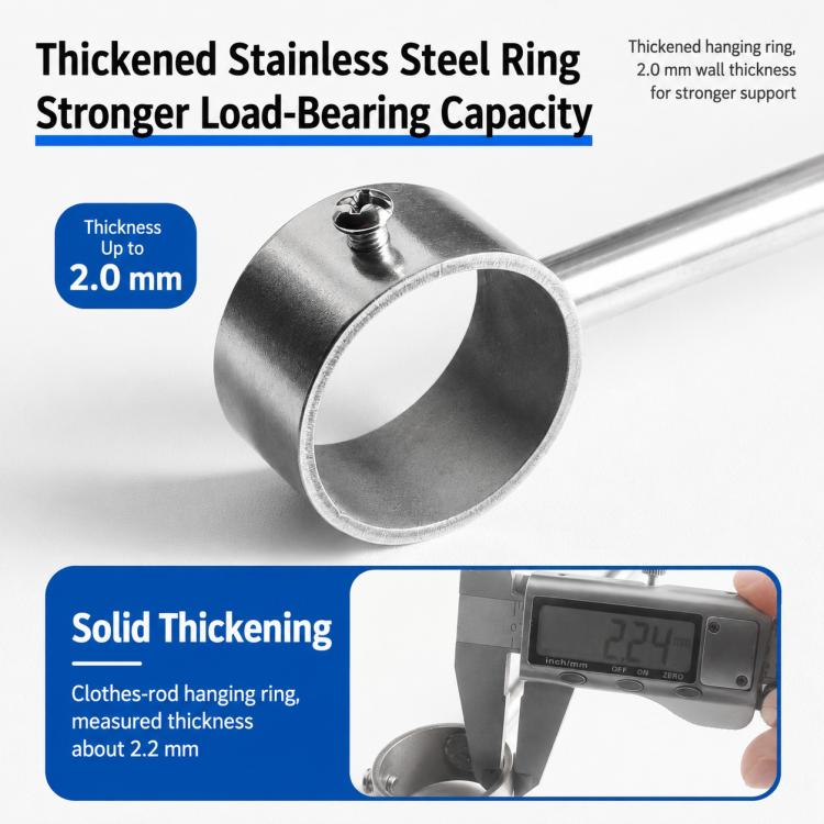 Thickened stainless steel hanging ring bracket for 32mm round rod, load-bearing